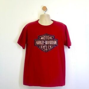 Harley Davidson - Vintage Gator Harley Davidson Leesburg Fl Red Shirt Size Large